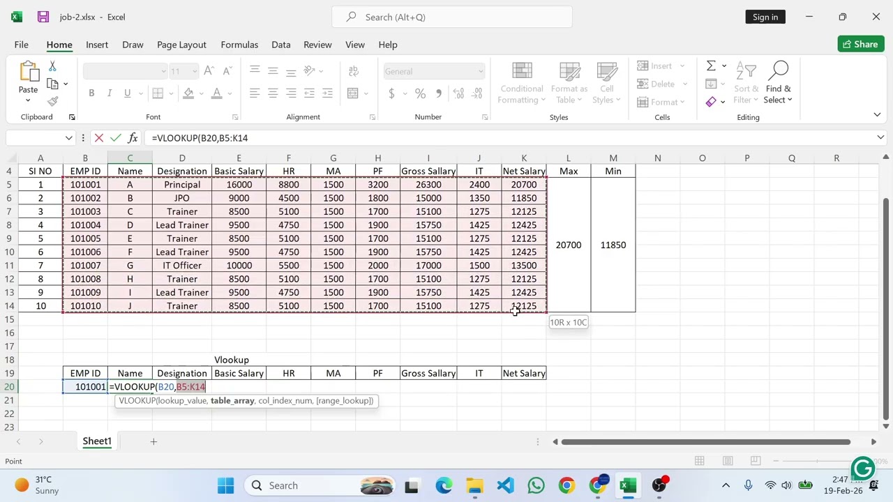 Class-27(CO) Excel salary sheet (VR Graphics) paet-3
