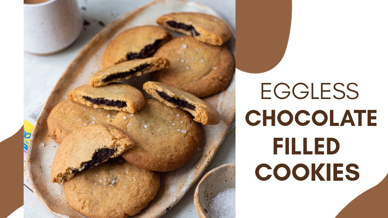CHOCOLATE FILLED COOKIES | EGGLESS COOKIES FILLED WITH CHOCOLATE GANACHE | BAKE WITH SHIVESH
