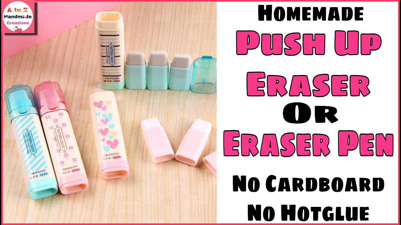 How to make Push up eraser/DIY eraser pen/ eraser decoration ideas/ Back To School Supplies