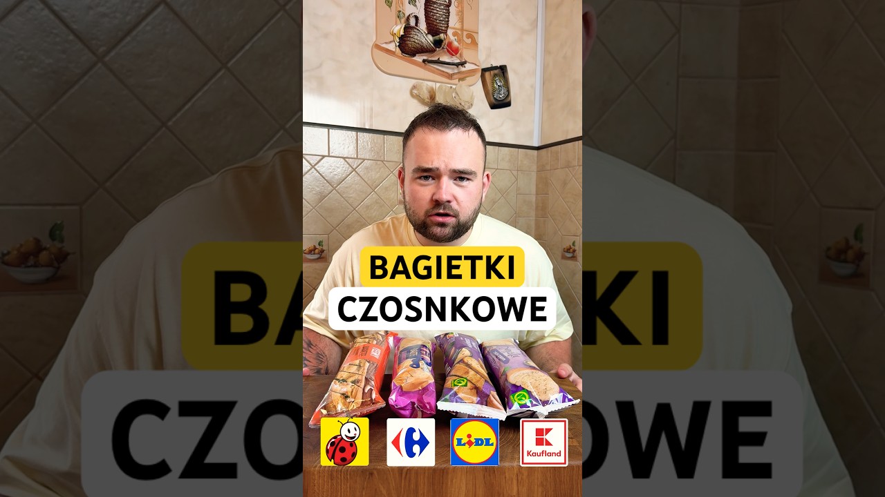 👉Kt&oacute;ra BAGIETKA czosnkowa jest NAJLEPSZA?!🥖#food#test#biedronka#lidl#short