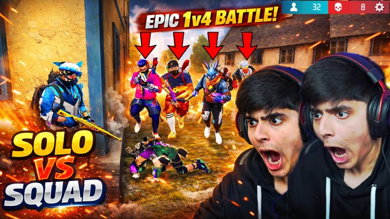 Freefire solo vs squad gameplay ajjubhai br rank garenafreefire 
