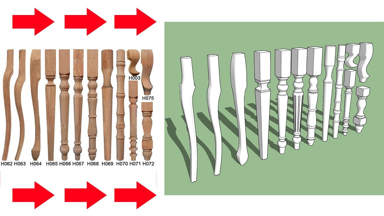 How to draw 3d various table legs with sketchup