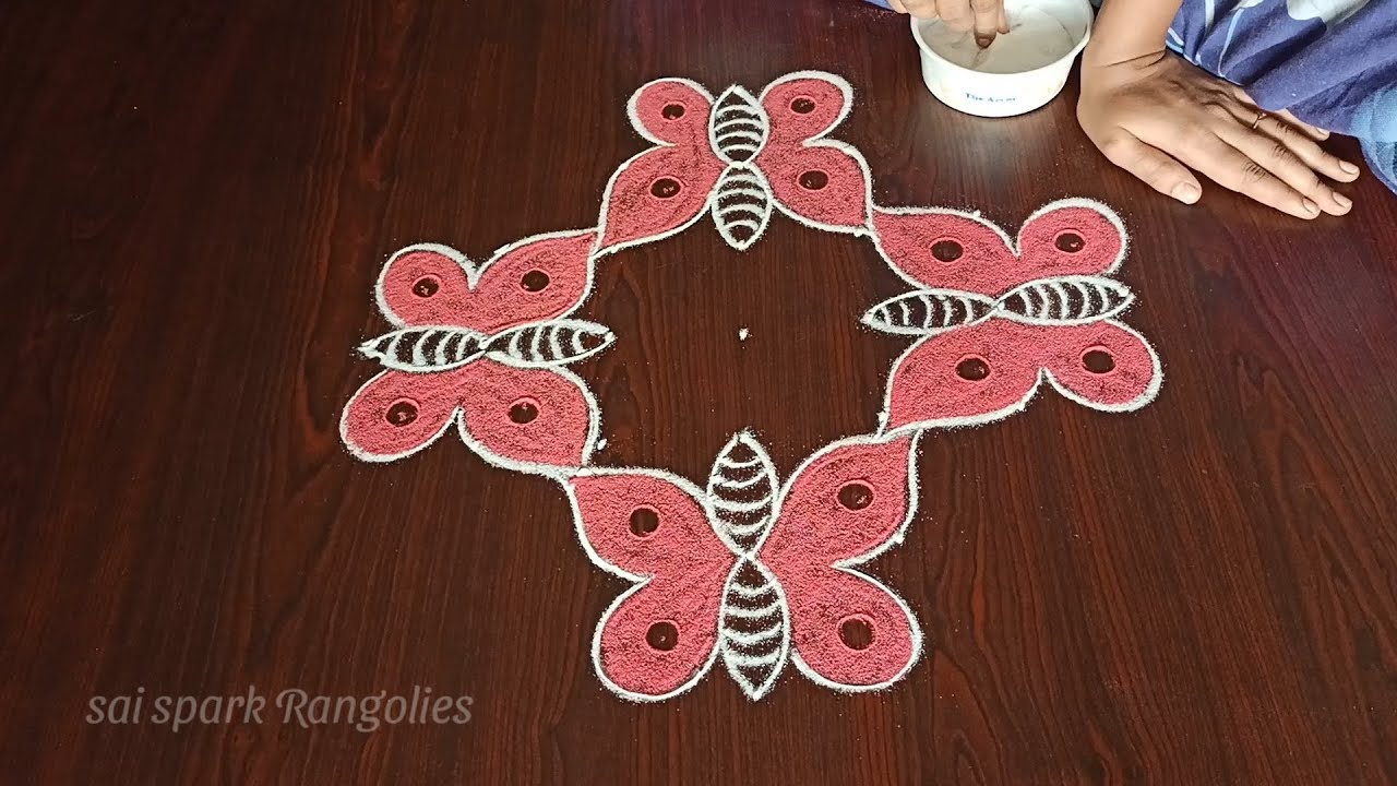 small butterfly rangoli | easy rangoli designs | beautiful butterfly kolam @saisparkrangolies