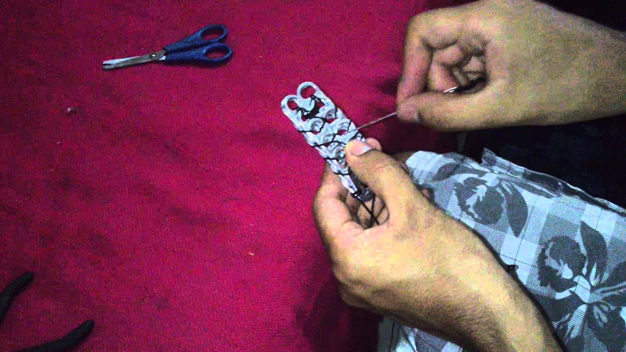 Correa hecha con anillas de latas. Parte 2
