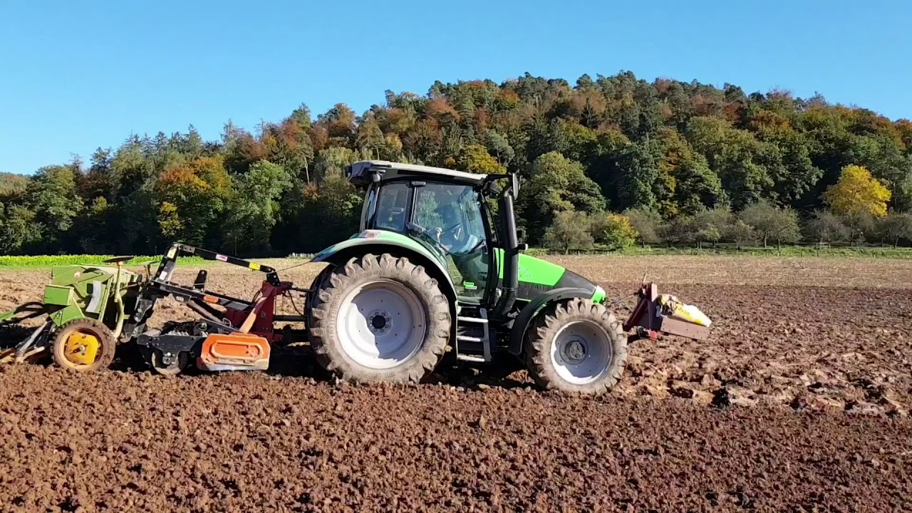 Weizen Säen 2017 mit Deutz Agrotron K 420 und Amazone D7