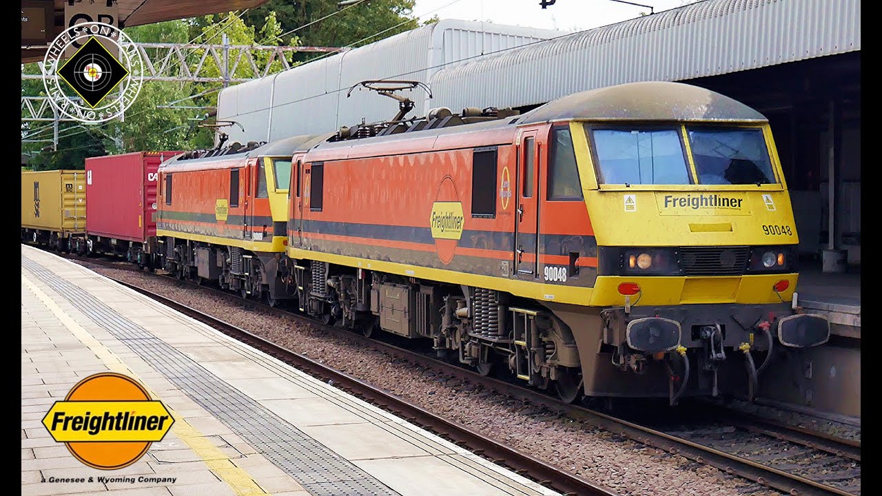 Genesee & Wyoming "Jaffa Cake" Class 90s on freight @ Stafford, 6/8/25 