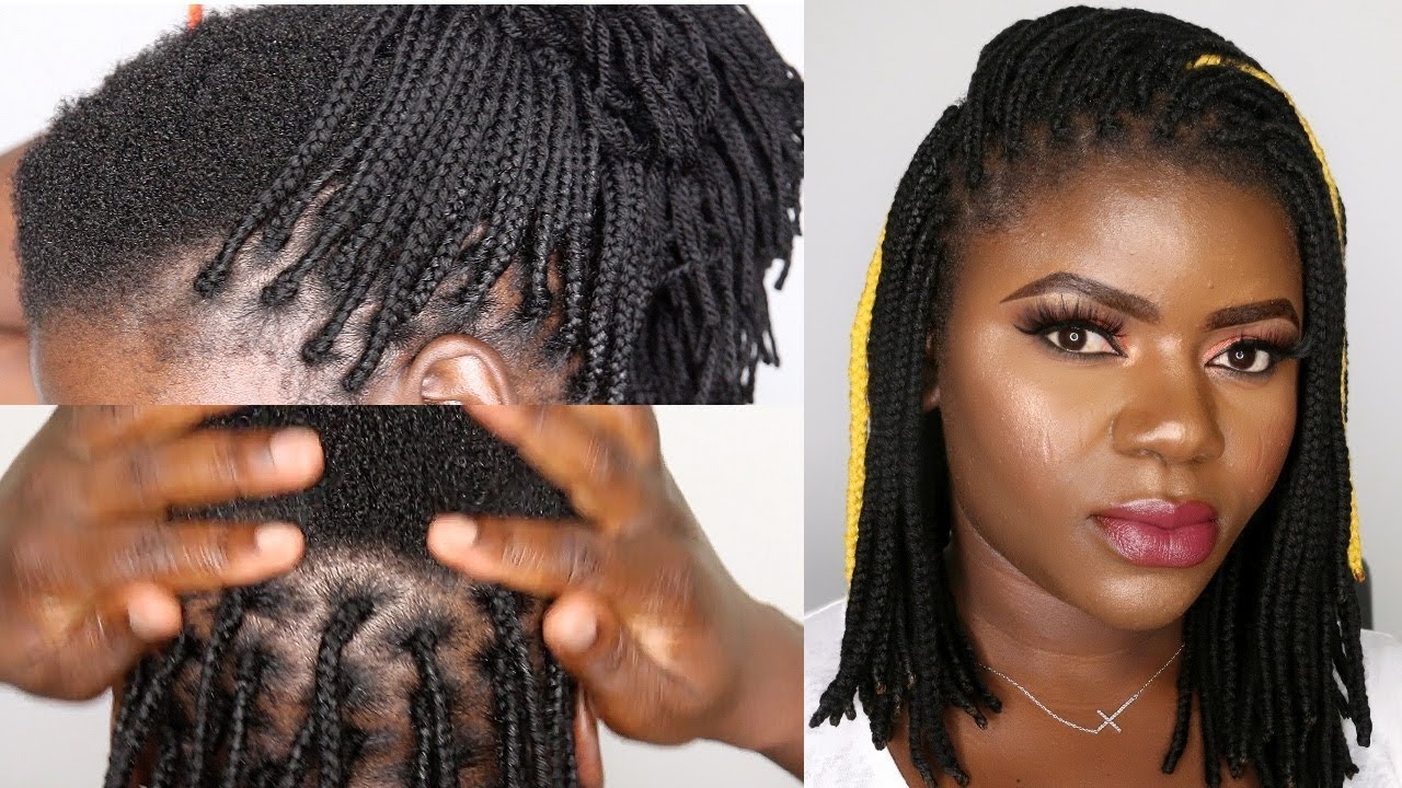How To Bob Box Braids On Twa Hair Using Yarn Or Wool: Highly Requested | Dilias Empire.
