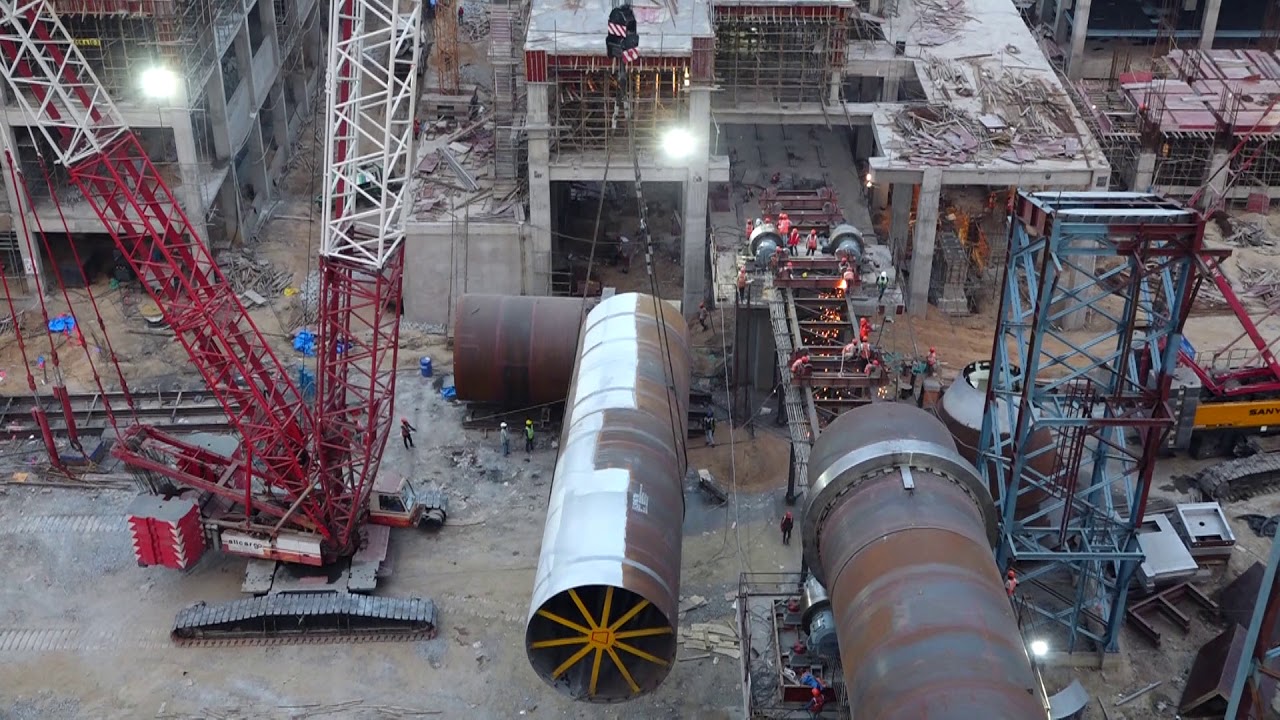 Rotary Kiln Erection 3 Base Pier #kiln #FLSmidth #cement #erection #project #construction