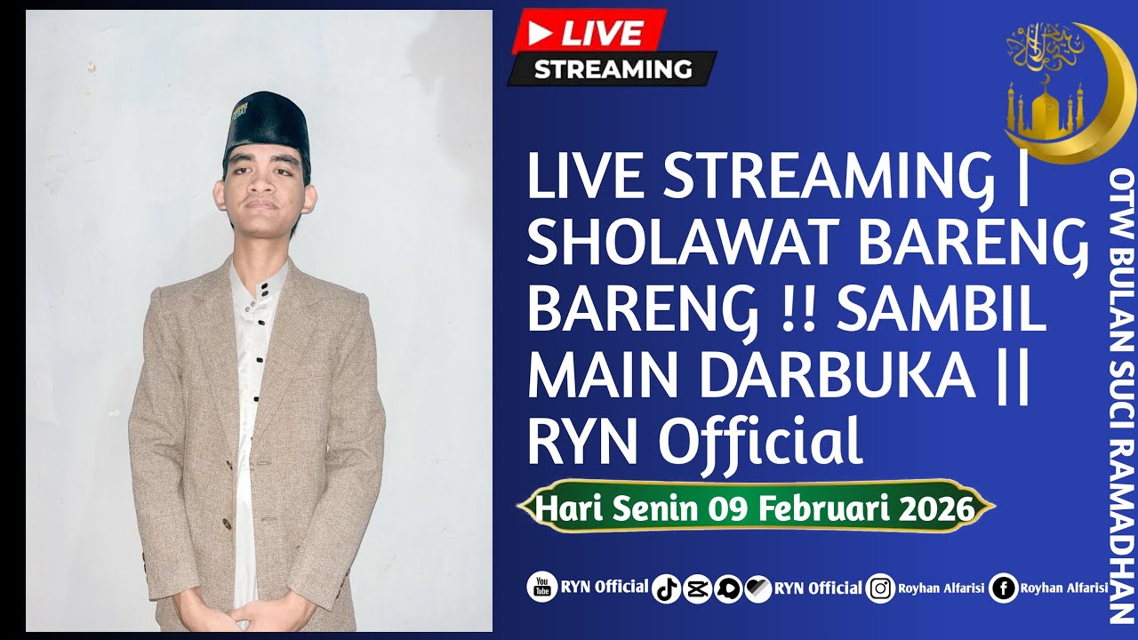 LIVE | SHOLAWAT BARENG !! SAMBIL MAIN DARBUKA !! HARI SENIN 09 FEBRUARI 2026 || RYN Official