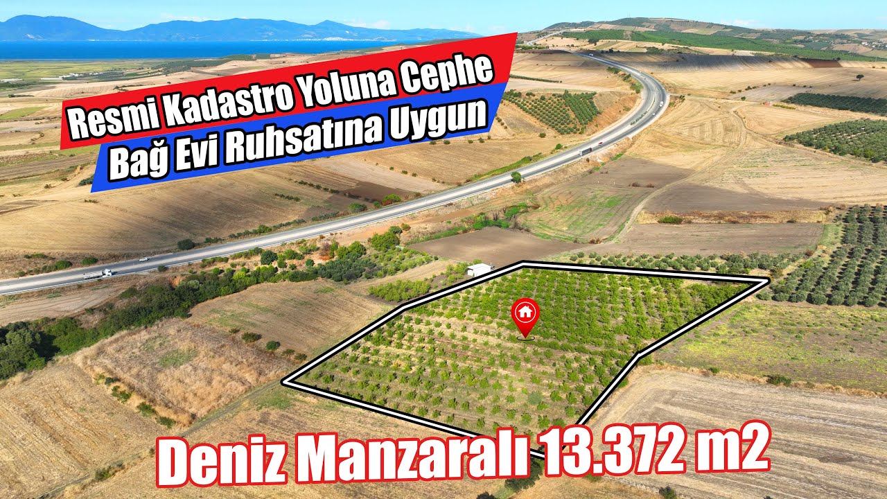 1649- FİYAT DÜŞTÜ! Deniz Manzaralı 13.372 m2 Bağ Evi İçin Uygun Harika Ceviz Bahçesi