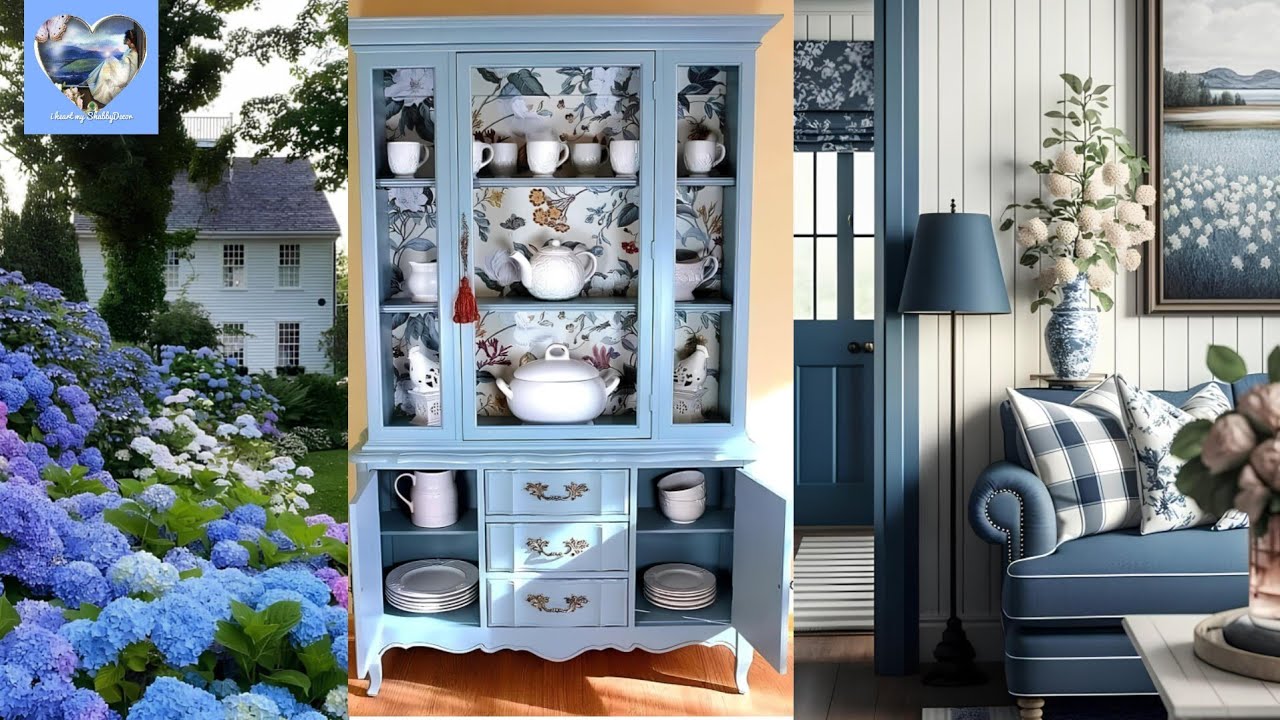 New🦋 VINTAGE ELEGANCE of BLUE & WHITE: Build & Establish Tranquil Abode Home Decor Shabby Chic Style