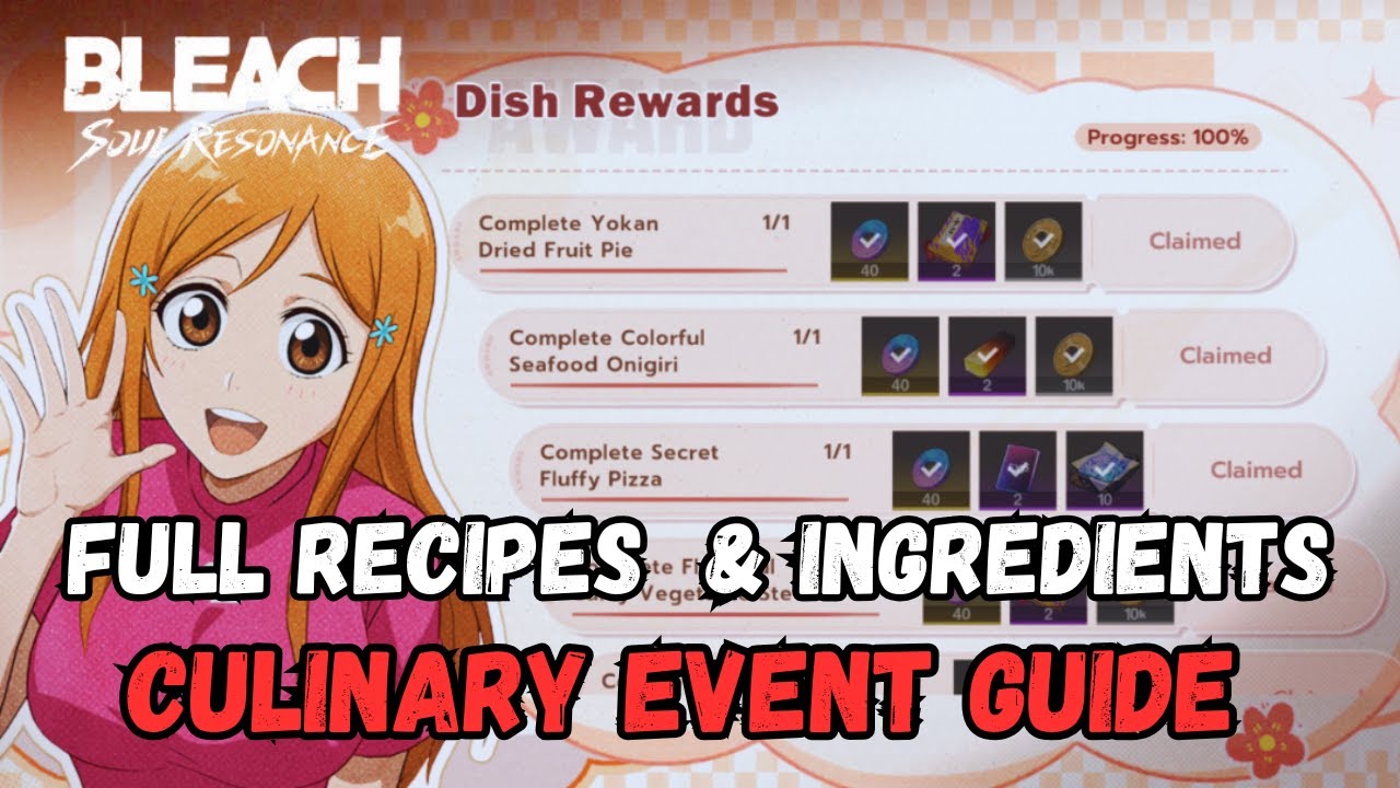 Culinary Event 100% CLEAR (940 Free Jades) - Full Recipe Guide | BLEACH: Soul Resonance