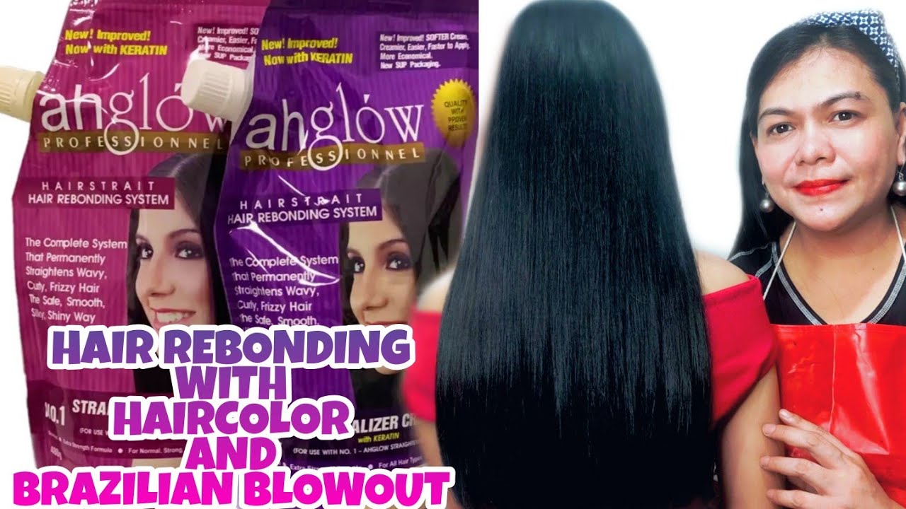HAIR REBONDING USING AHGLOW WITH HAIR COLOR AND BRAZILIAN BLOWOUT| Ahglow Sachet | Lola Kikay