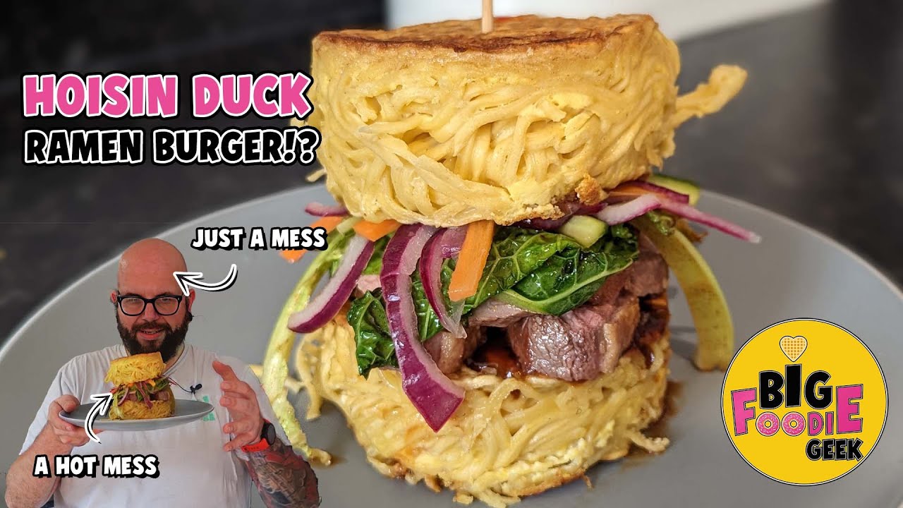 Let's make a... HOISIN DUCK RAMEN BURGER!? | Ramen Noodle Duck Burger Fusion Recipe