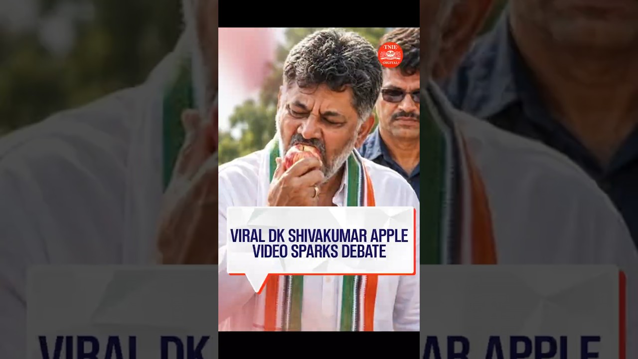 Karnataka CM DK Shivakumar takes bite of apple, throws it at supporters; video goes viral