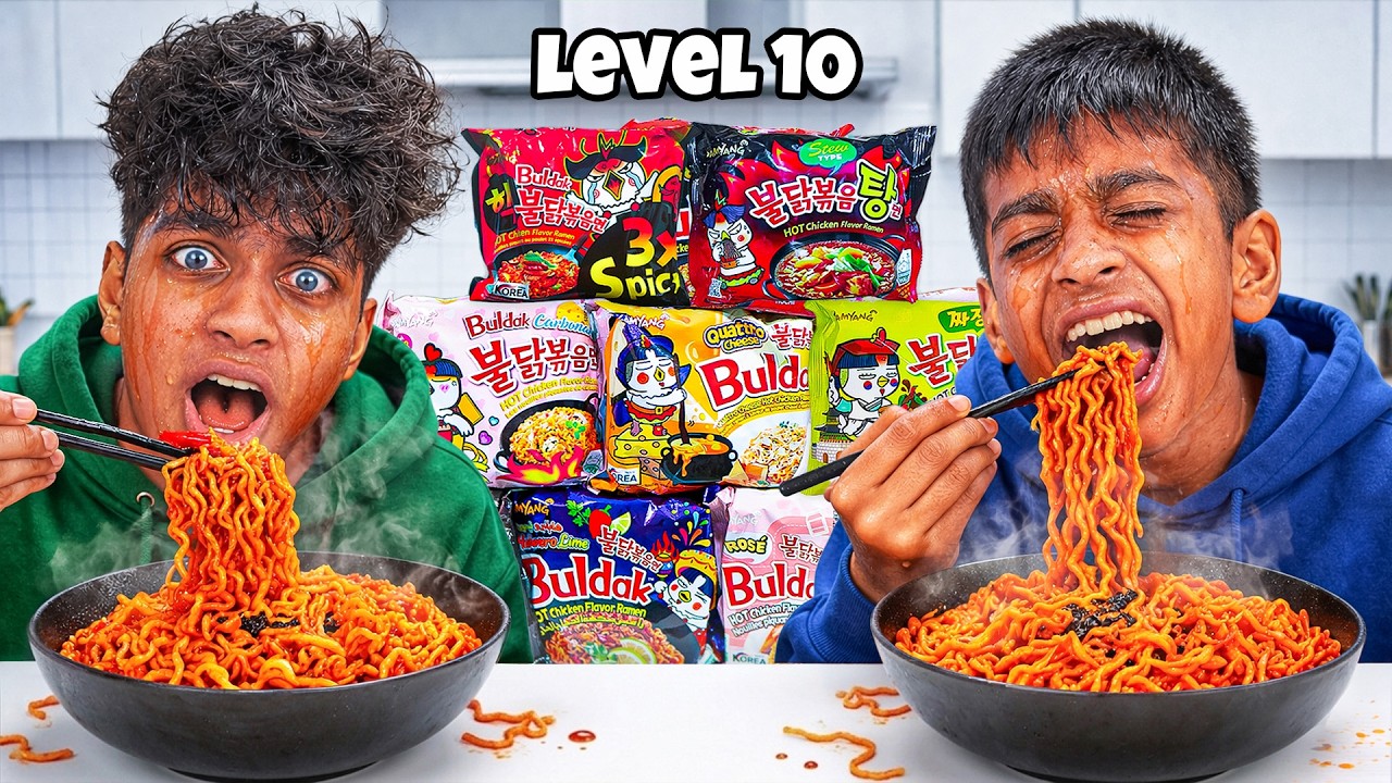 මම හැම KOREAN SPICY Ramen Noodle එකක්ම Try ක​රා | EXTREME SPICY Food Challenge! 🥵