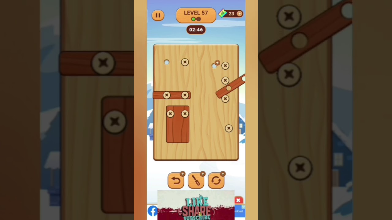 wood nuts & bolts , screw level 57 (#puzzlegame #iqgame @Screwdrivergamingoffical)