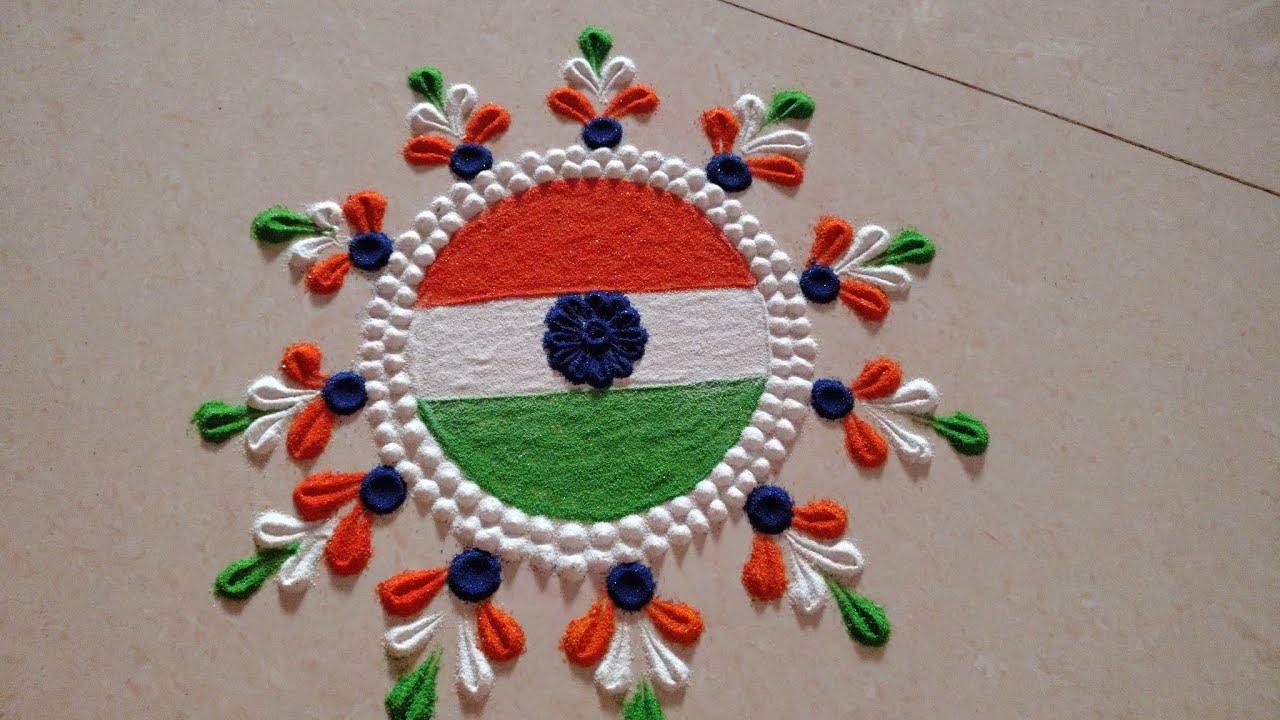 26 January Rangoli🇮🇳|Tricolour Rangoli|Easy Rangoli for Beginners#rangoli #rangolidesigns #republic 