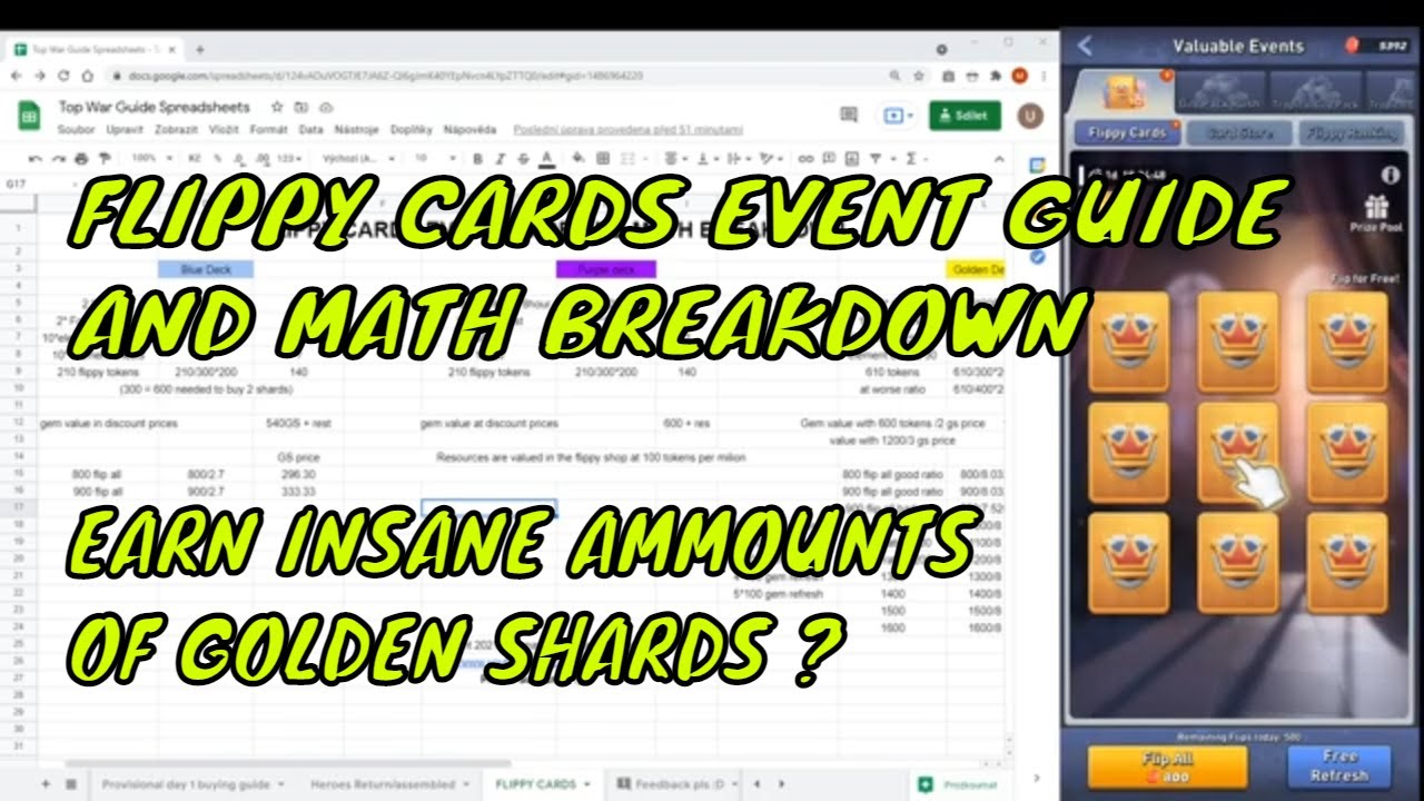 Top War - Flippy Cards Event Spreadsheet Guide (4 minutes) + Math Breakdown (10 minutes) BEST EVENT?