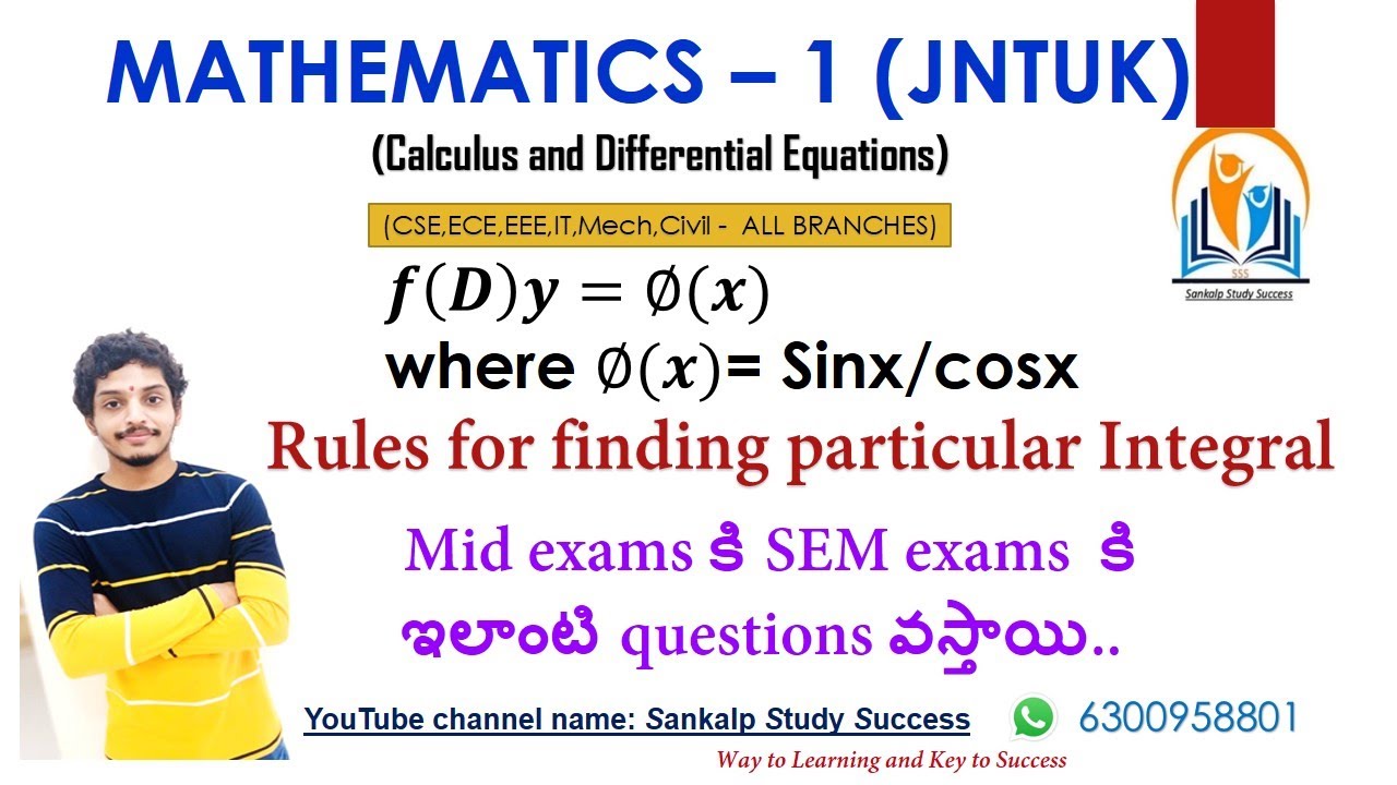 21.Unit3 || M1 || Important problems on Rules for finding particulars Integral in some cases | JNTUK