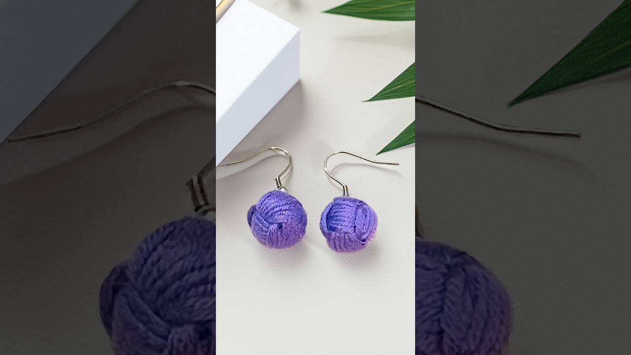 DIY Monkey Fist Knot Earrings with Shimmering Cotton Yarn | Easy Step-by-Step Tutorial + Wooden Tool