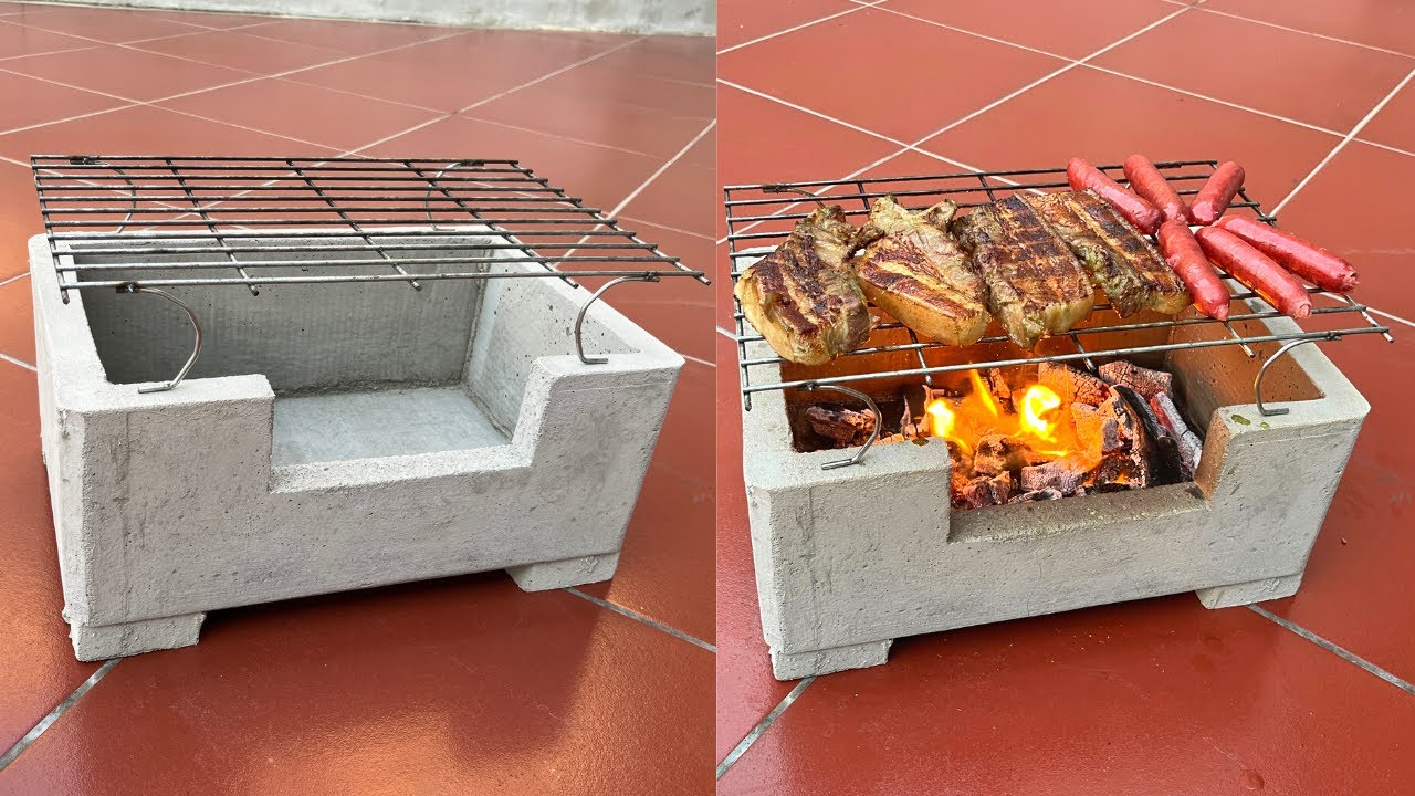 Charcoal Grill Stove Cast from A Cement With Old Styrofoam