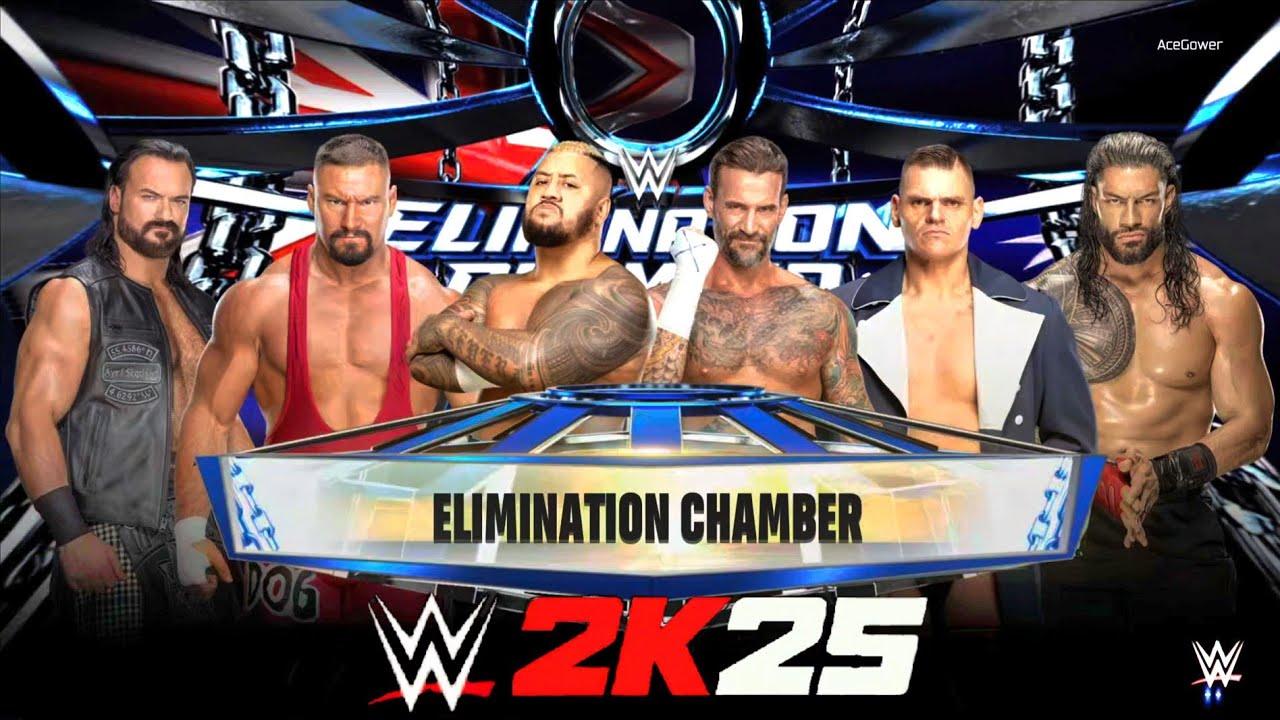 WWE 2k25 PS5 Elimination Chamber Match Punk Vs McIntyre Vs Reigns Vs Breakker Vs Gunther Vs Solo 4K