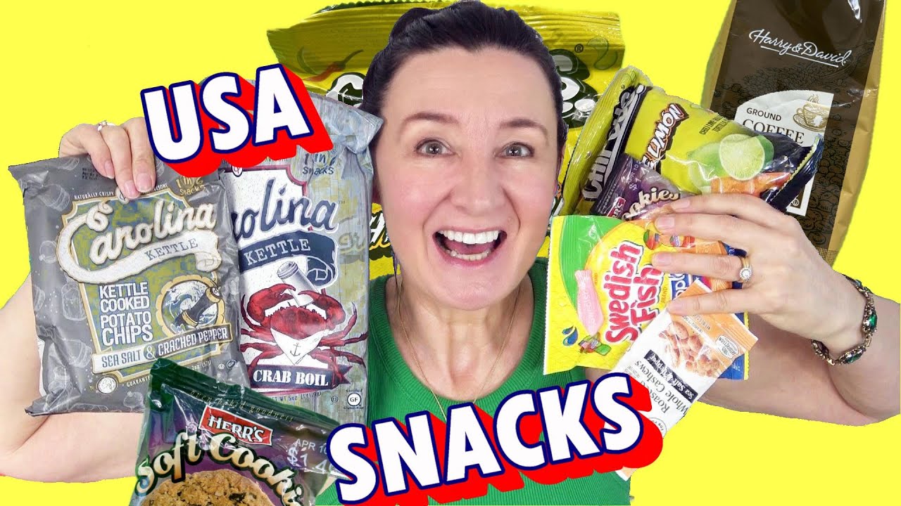 AMERICAN Taste Test Swedish Fish, Carolina Potato Chips and Peanut butter coffee