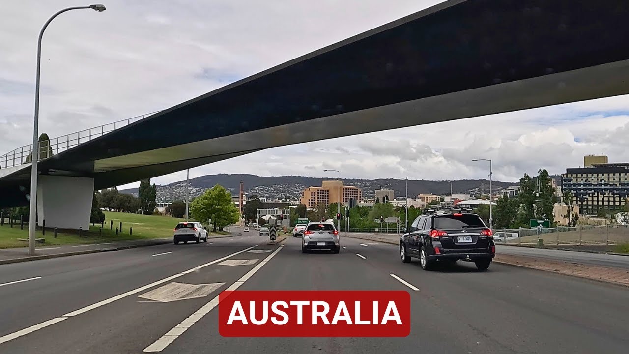 Arriving in Tasmania | The Full Drive from Hobart Airport to the City's Core
