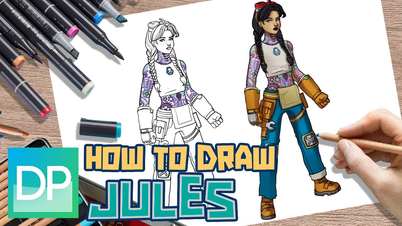 [DRAWPEDIA] HOW TO DRAW *NEW* JULES SKIN from FORTNITE - STEP BY STEP DRAWING TUTORIAL