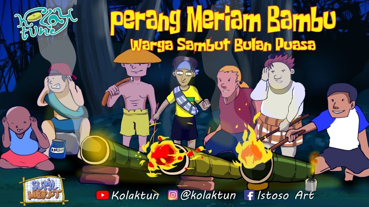Perang Meriam Bambu - Viral Main Petasan Bambu - Warga Sambut Bulan Puasa