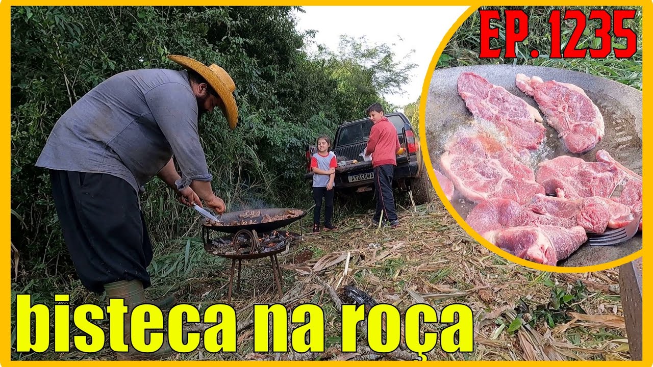 almoço na roça // pão, salada e bisteca no disco