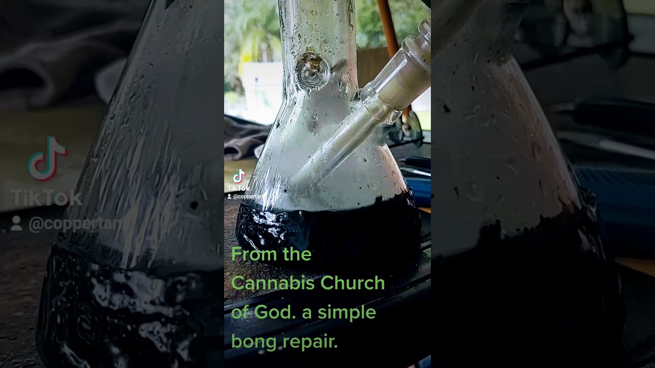 repairing a cracked Pyrex bong.