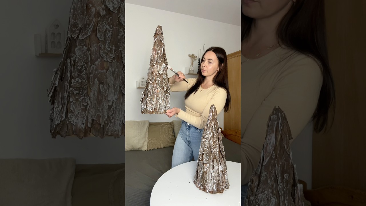 DIY Christmas tree 🌲 from tree bark #diy#cristmasdecor#christmastree#homedecor#diytutorial#diycraft