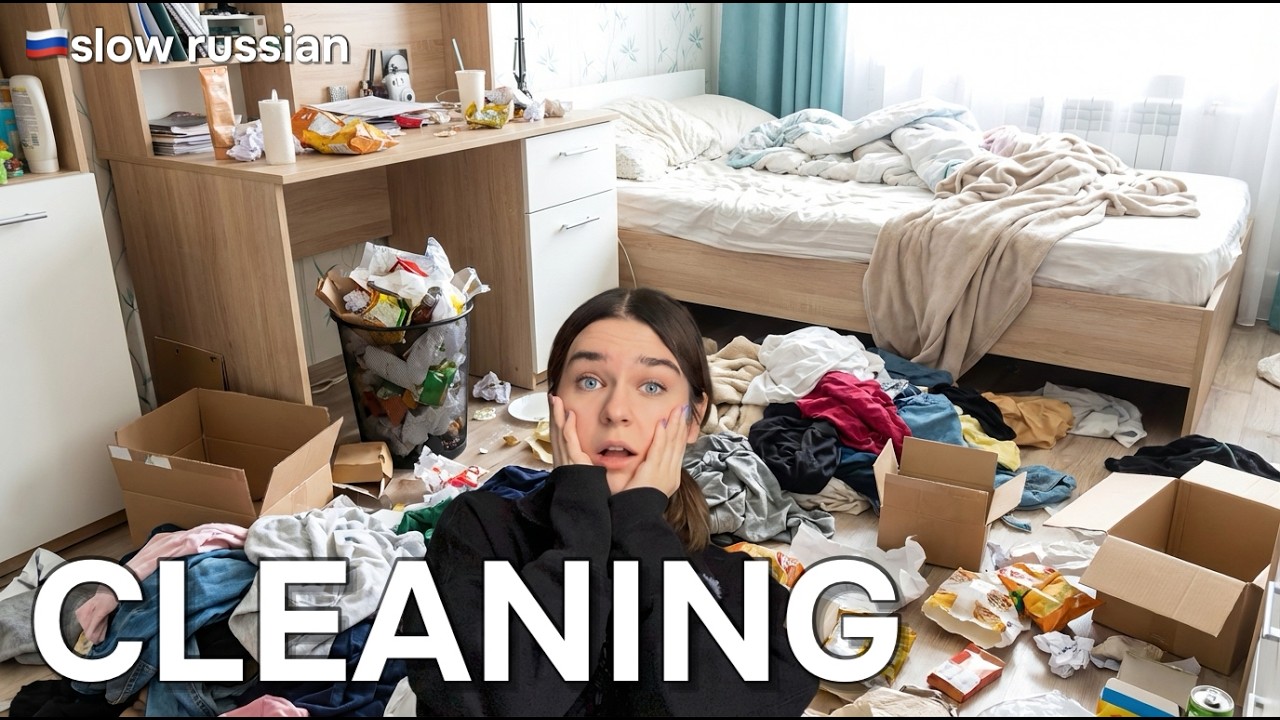 Clean With Me! 🧹 Learn Everyday Verbs & Vocabulary (A1 Easy Slow Russian)
