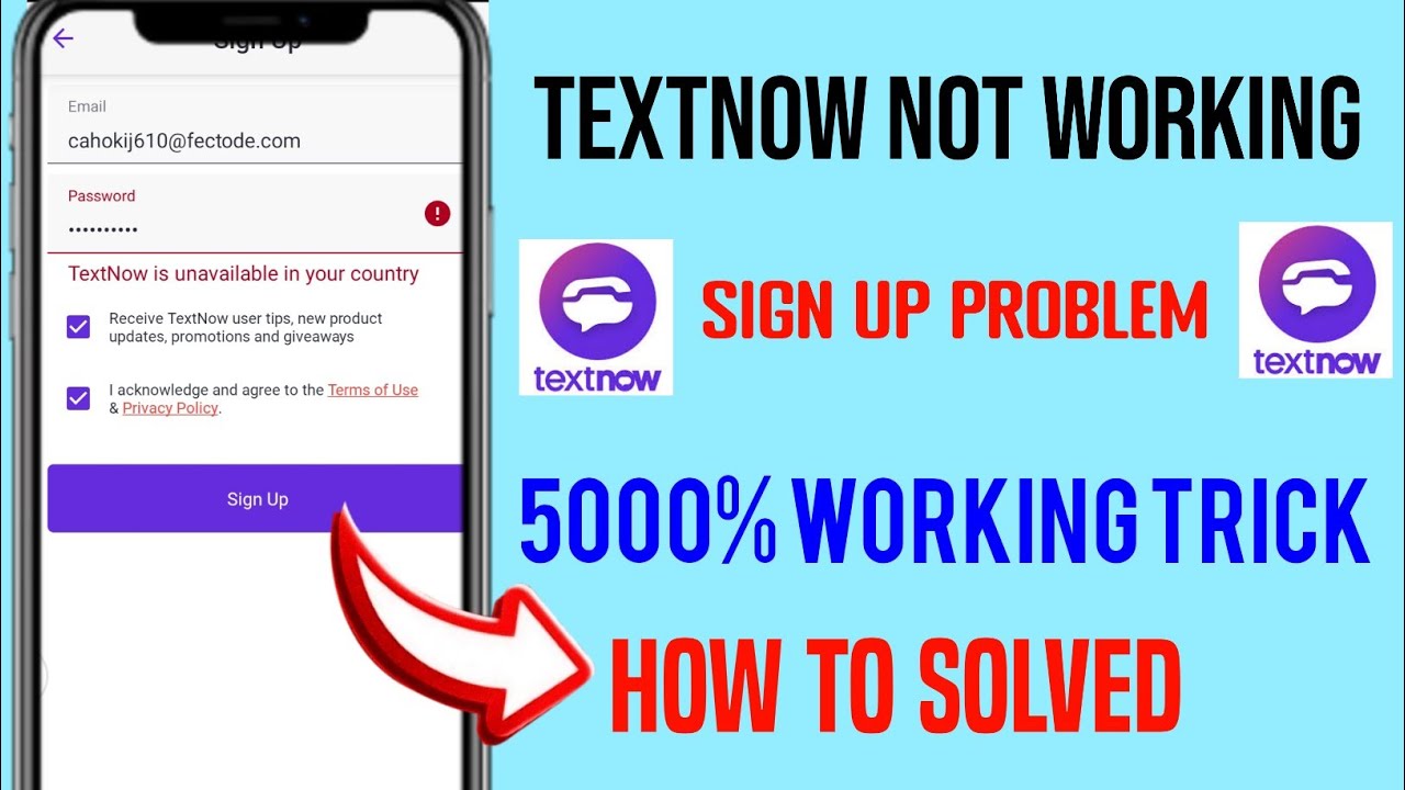 textnow is unavailable in your country problem | textnow sign up problem | textnow app not working