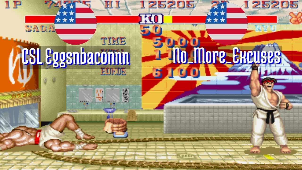 FT5 @sf2hf: CSL Eggsnbaconnn (US) vs No_More_Excuses (US) [Street Fighter II HF Fightcade] Feb 26