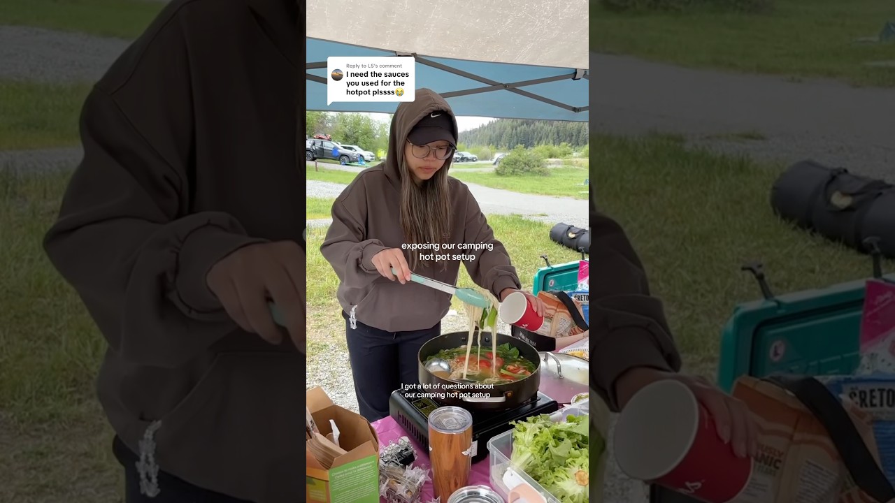 Exposing our #camping hot pot setup 🏕️ This was more than enough food for 7 ppl! #food #vancouver