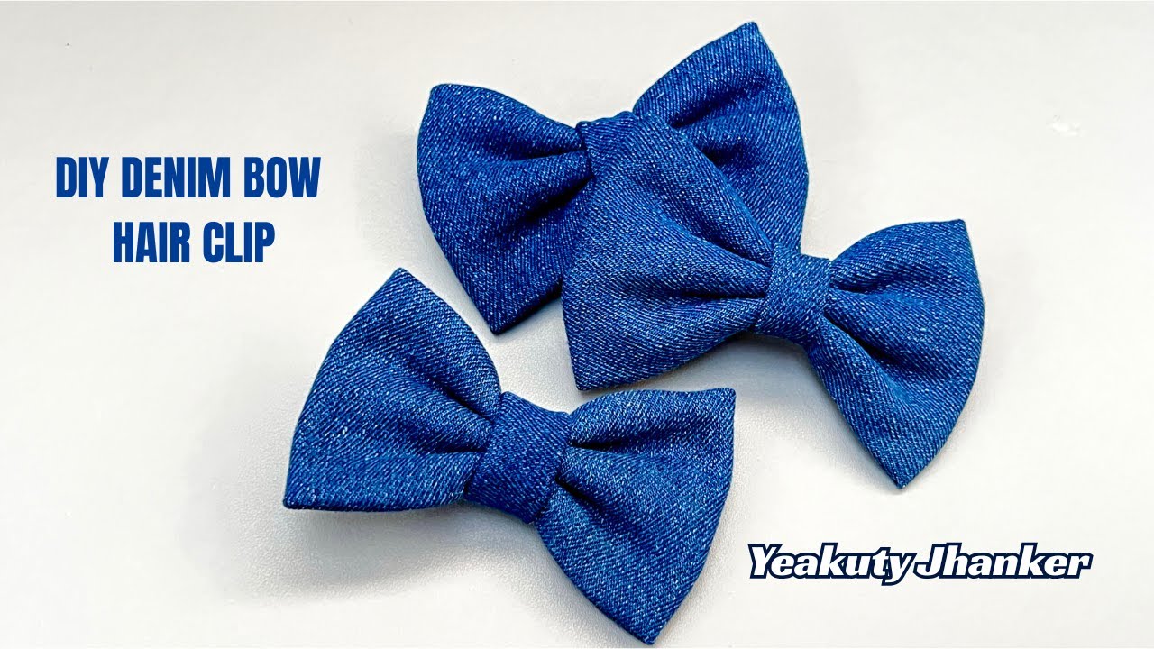 How to Make a No-sew Bow Hairclip with Od Jeans. Easy Handmade Accessories.