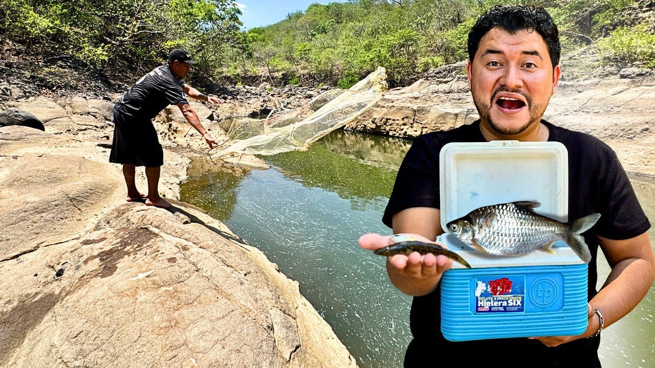 PESCA ARTESANAL CON ATARRAYA EN UN RIO de EL SALVADOR | Agarramos de todo