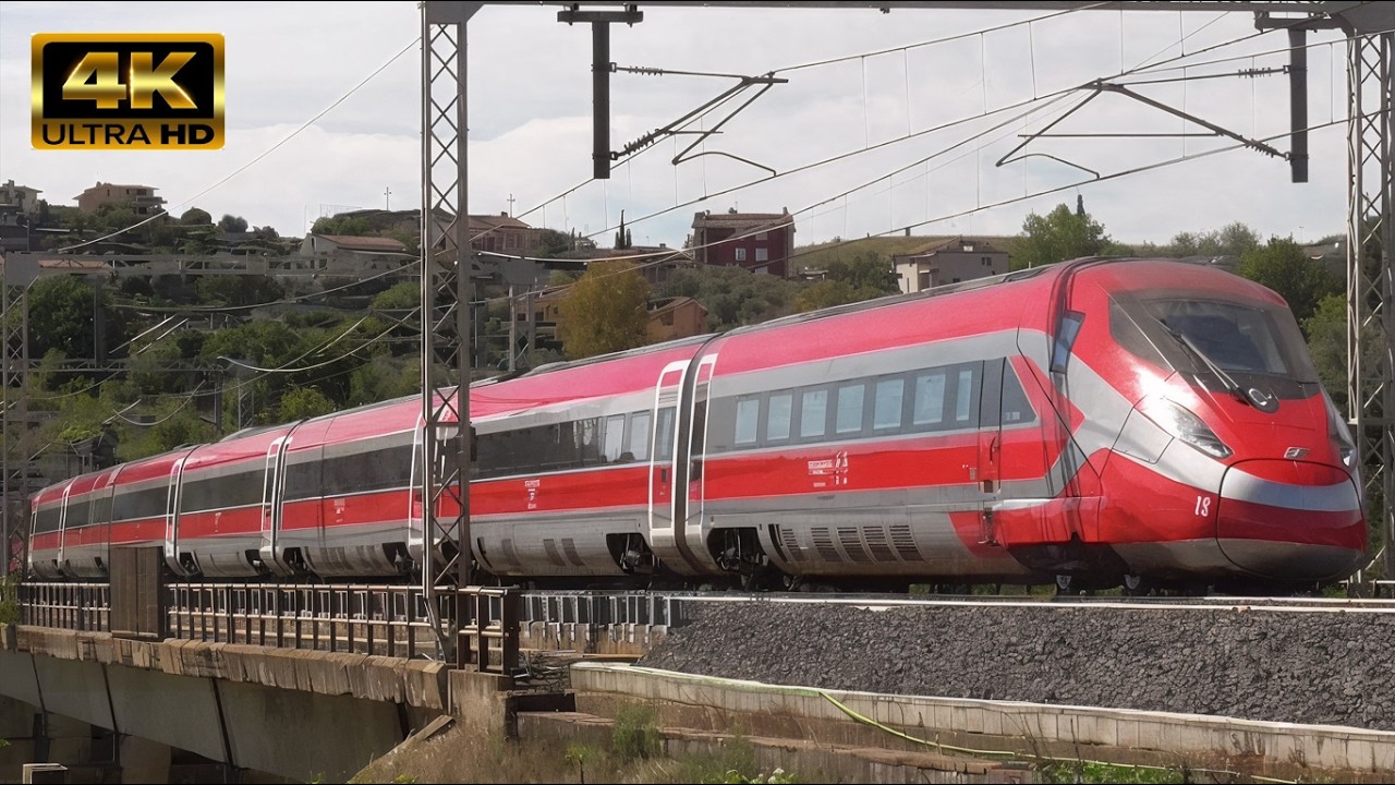 Italian Trains at 250 km/h between Rome and Florence (Frecciarossa, Italo, Intercity)