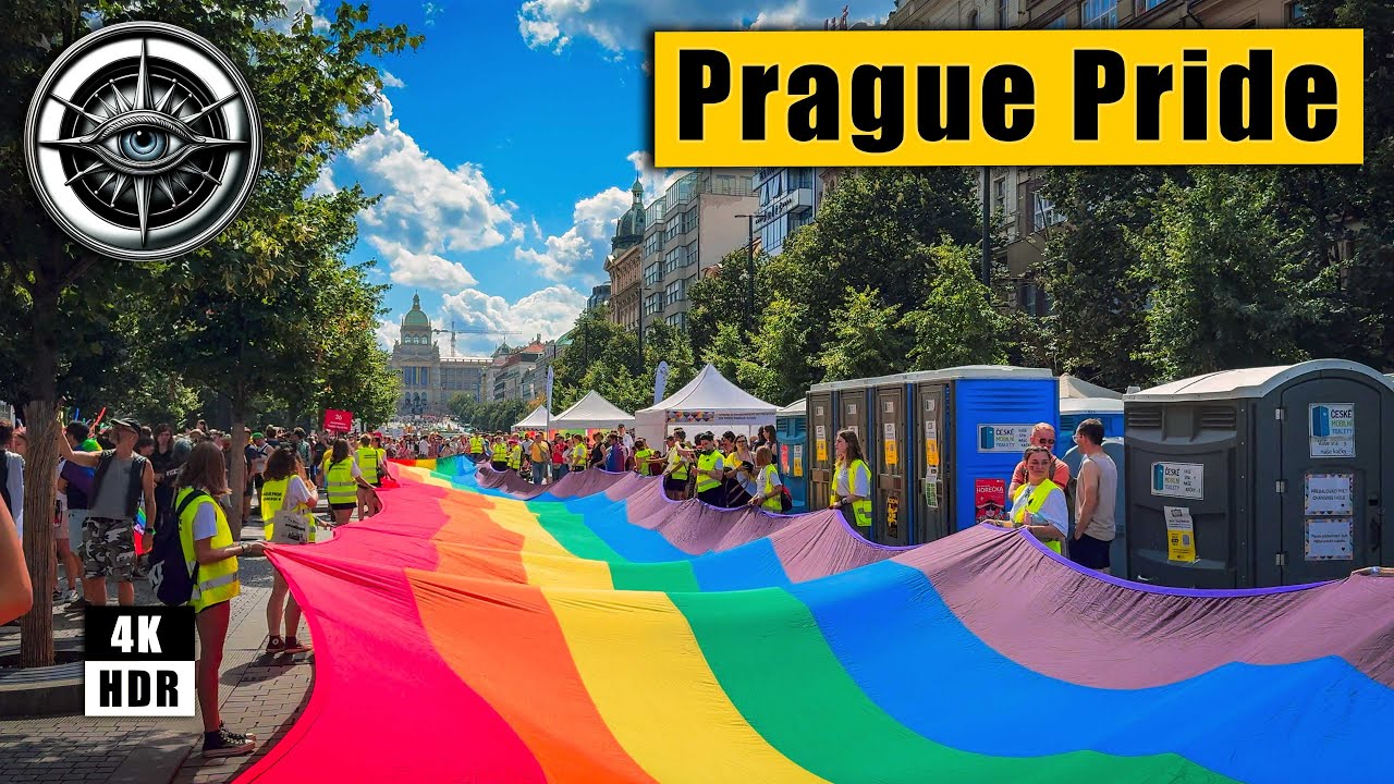 Prague Walking Tour of Pride Festival 2024 🇨🇿 Czech Republic 4K HDR ASMR