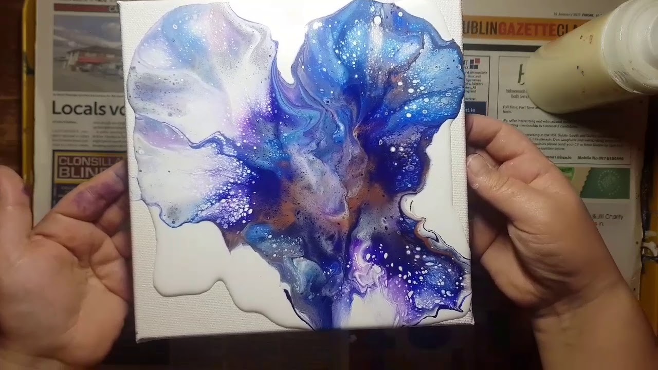 Fluid Painting Techniques l BLOWN FLOWER l Acrylic Pouring