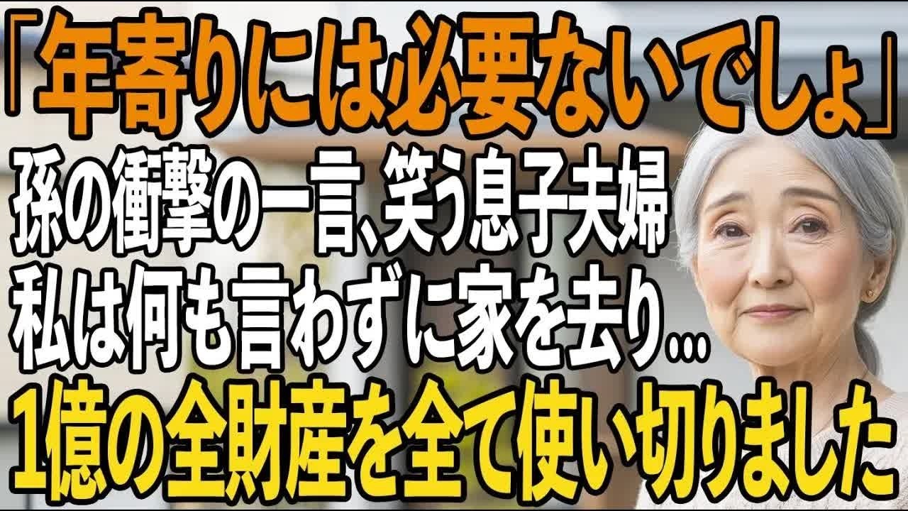「年寄りには必要ない」夕食の席での孫の何気ない一言に笑う息子夫婦。その夜、私は黙って家を去り 渡すはずだった1億の”全財産”を使い切ることに決めました【シニアライフ】【60代以上の方へ】