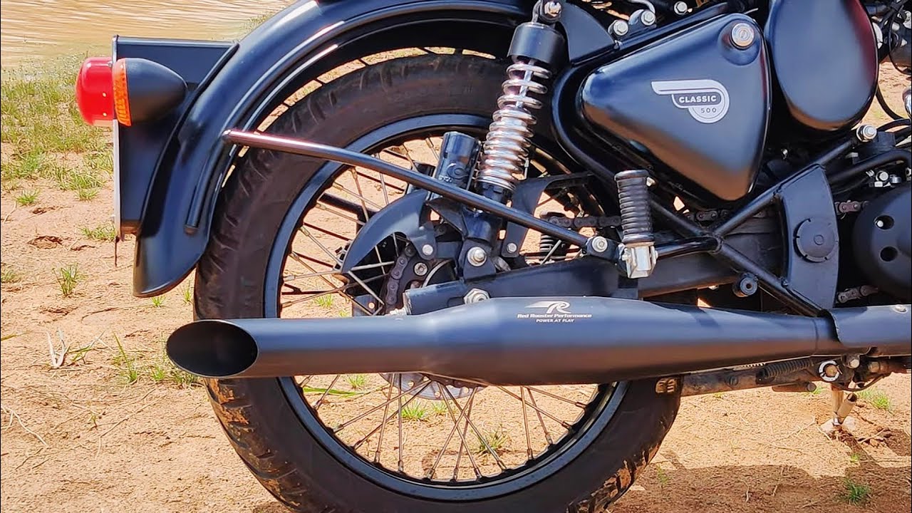 RedRooster Silencer for Royal Enfield Classic 500 Stealth Black 4K video