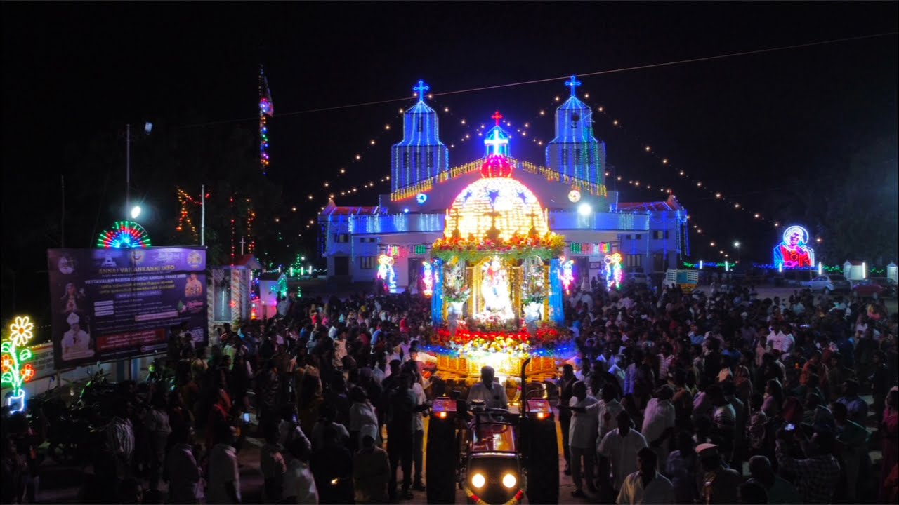 Vettavalam Parish Church Annual Feast 03-01-2025 Grand New Chariot Car Procession 4K Video
