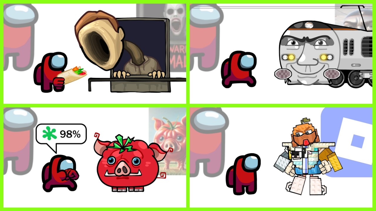 Mini Crewmate Kills Italian Brainrot Characters - Part 1-4 | Among Us