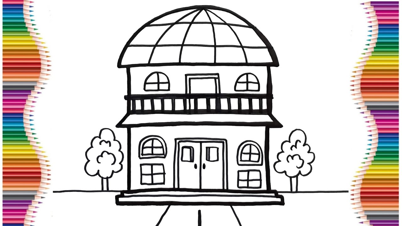 Cara Menggambar Rumah 2 Tingkat 🏠 | Menggambar Rumah Mudah | Drawing for Kids