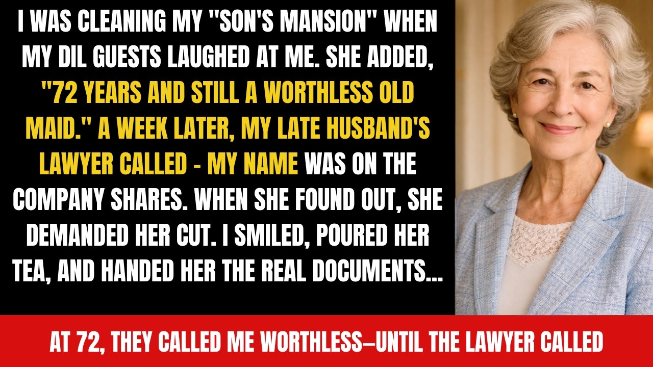 I was cleaning my “son’s mansion” when my DIL guests laughed at me. She added, 72 years and still...