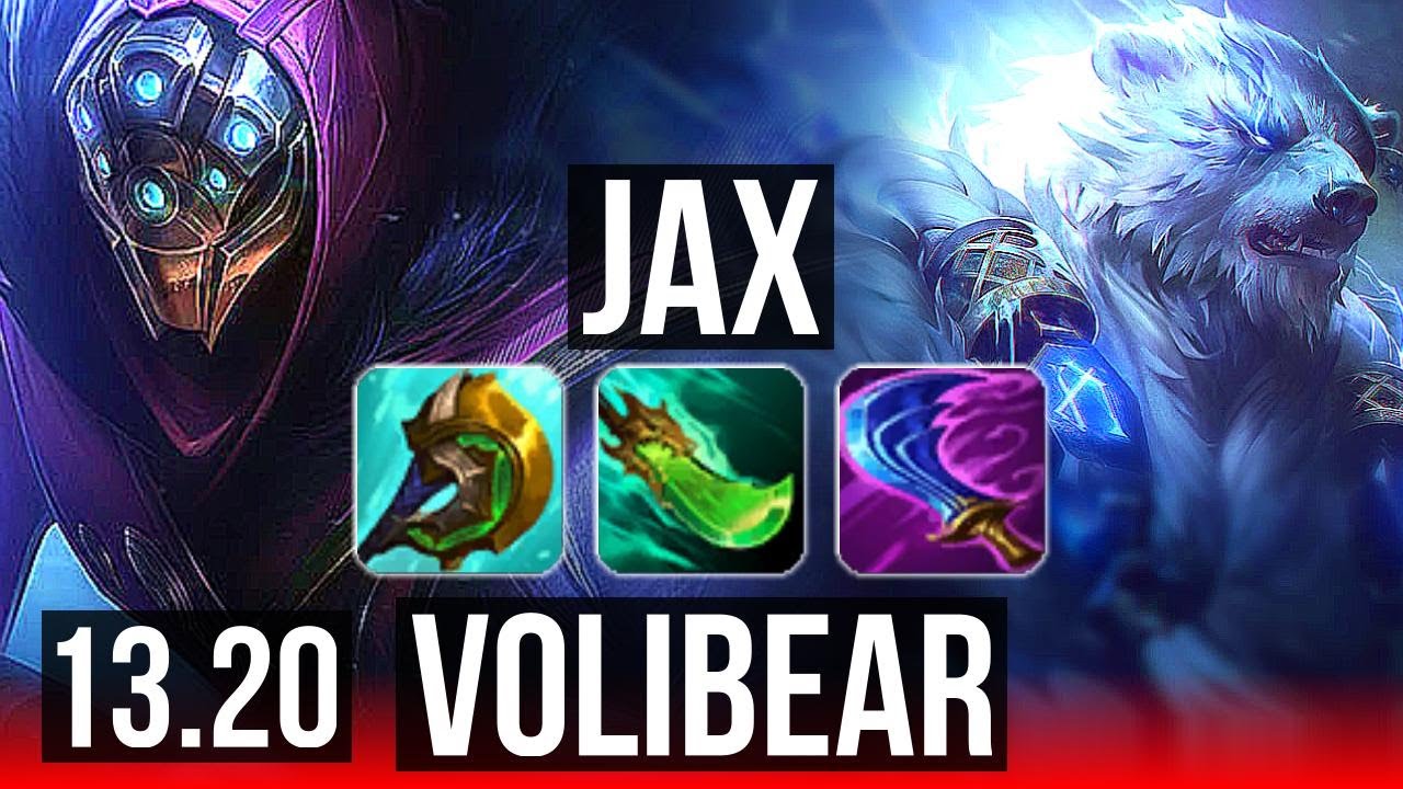 JAX vs VOLIBEAR (TOP) | Rank 5 Jax, 10/3/13, Godlike, Rank 23 | NA Challenger | 13.20